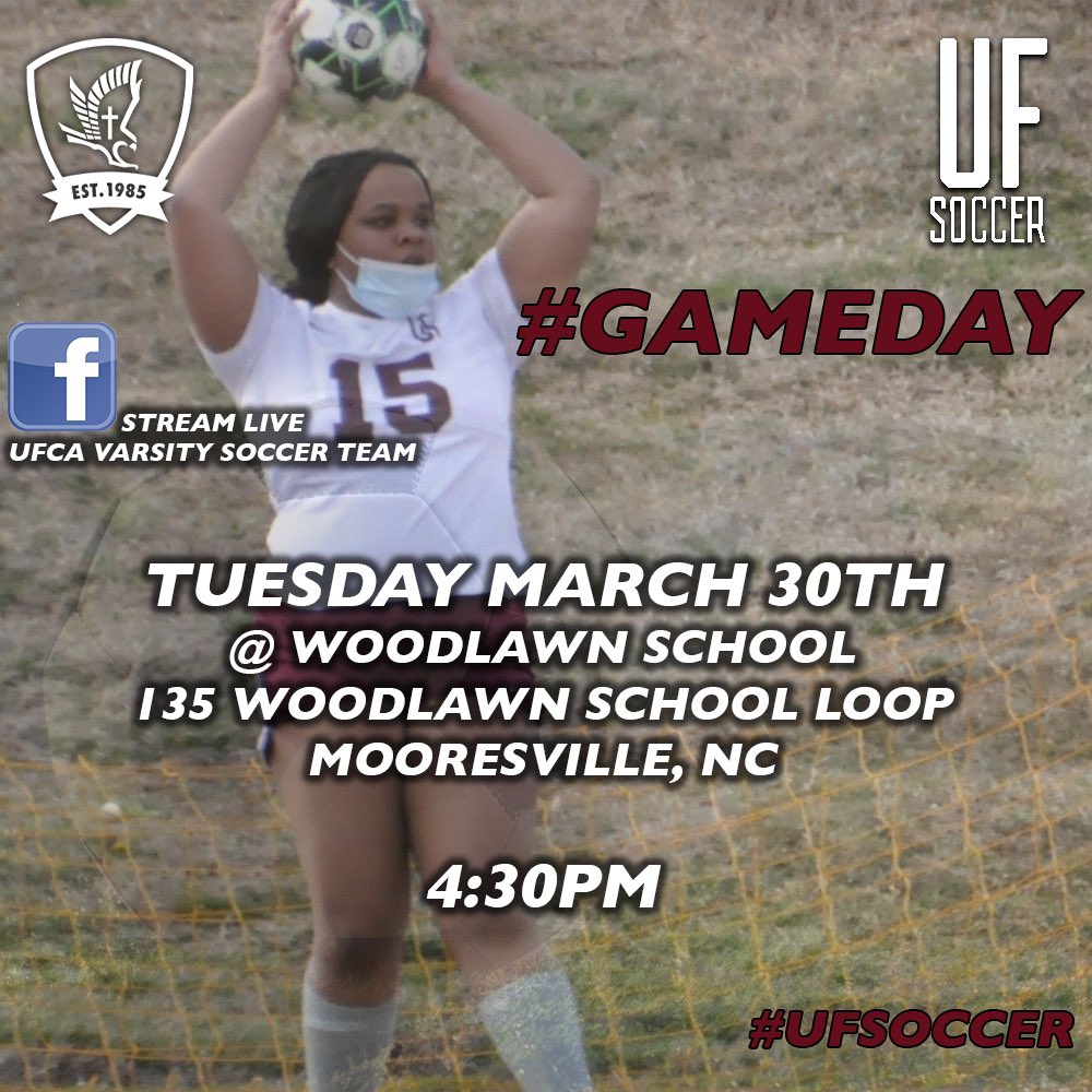 UFCA_Athletics's tweet photo. #GameDay
AWAY @ Woodlawn School
135 Woodlawn School Loop, Mooresville, NC
4:30pm
*Stream Live on UFCA Varsity Soccer Team Facebook Page*
#UFSoccer #UFFalcons #FaithWay https://t.co/6qhmpjle2x