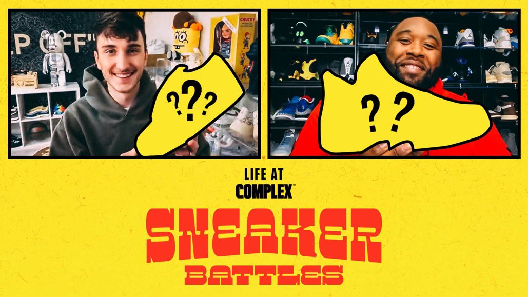 ComplexSneakers's tweet photo. Its back!

#SneakerBattle between @HarrisonNevel and @UnbreakKicks from @LifeAtComplex 

Check it out here: https://t.co/IsKldrEq4u https://t.co/S2NxwBMzNj