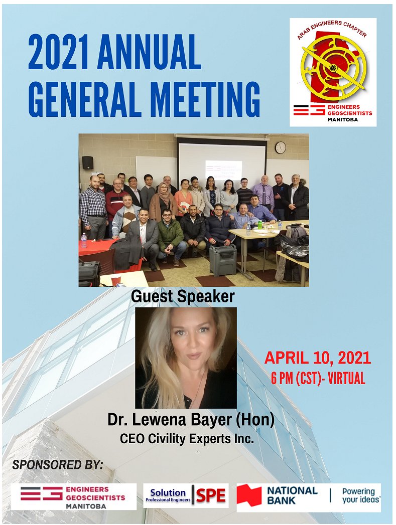 ArabEngineersMB's tweet photo. It is our pleasure to invite you to attend our Annual General Meeting 2021 (virtually). April 10 at 6 pm.
Register at:

https://t.co/EVL72sHwe0

#Arab_Eng_MB
@EngGeoMB @UM_Engineering @CivilityExpert https://t.co/G7aQeWKNeP