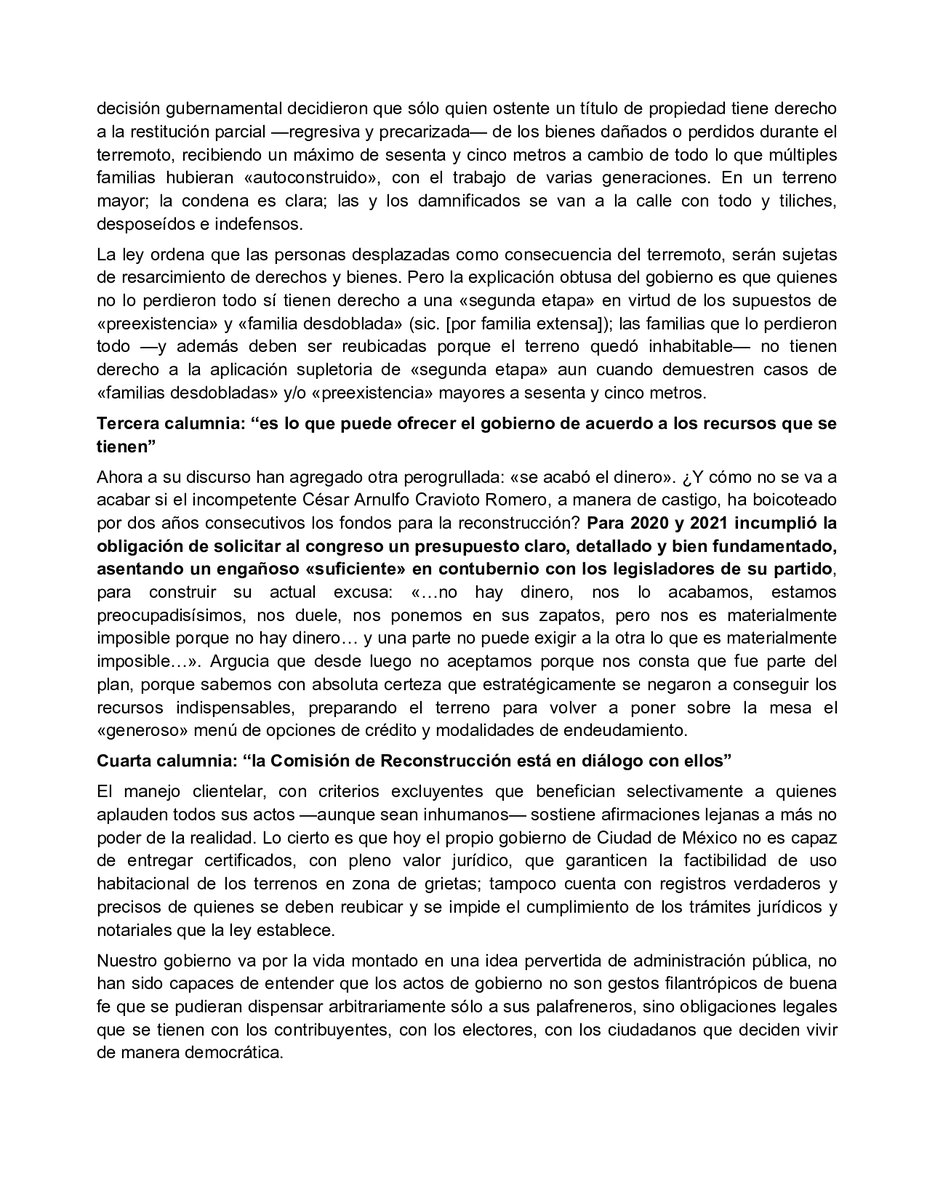 DUCDMX's tweet photo. 📣 Agradecemos leer y compartir nuestro📣 
Calumnia Sheinbaum a familias damnificadas del #19s, disfraza desplazamiento forzado por reubicación. https://t.co/pxO035q6Uh
