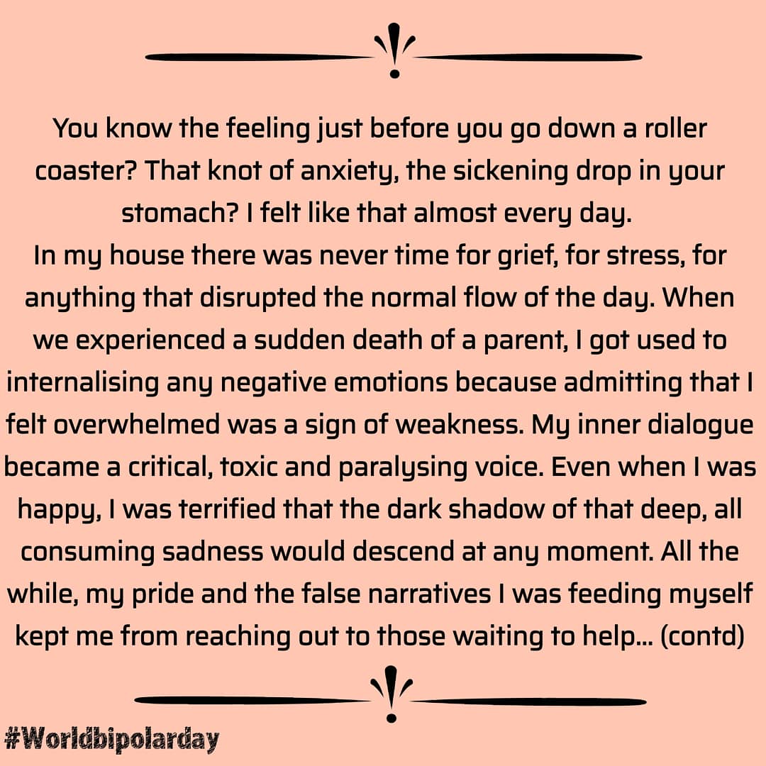 BipolarMahila's tweet photo. The last of the many I posted today. 

This voice made me very emotional. It's a beautiful weave of feelings, words and ummm... those pauses.

Read and Share.

#WorldBipolarDay 
#depressionisreal 
#mentalhealth 
#bipolardisorder 
#mentalhealthmatters 
#Depression 
#bipolarmahila https://t.co/7vOg6WywVL