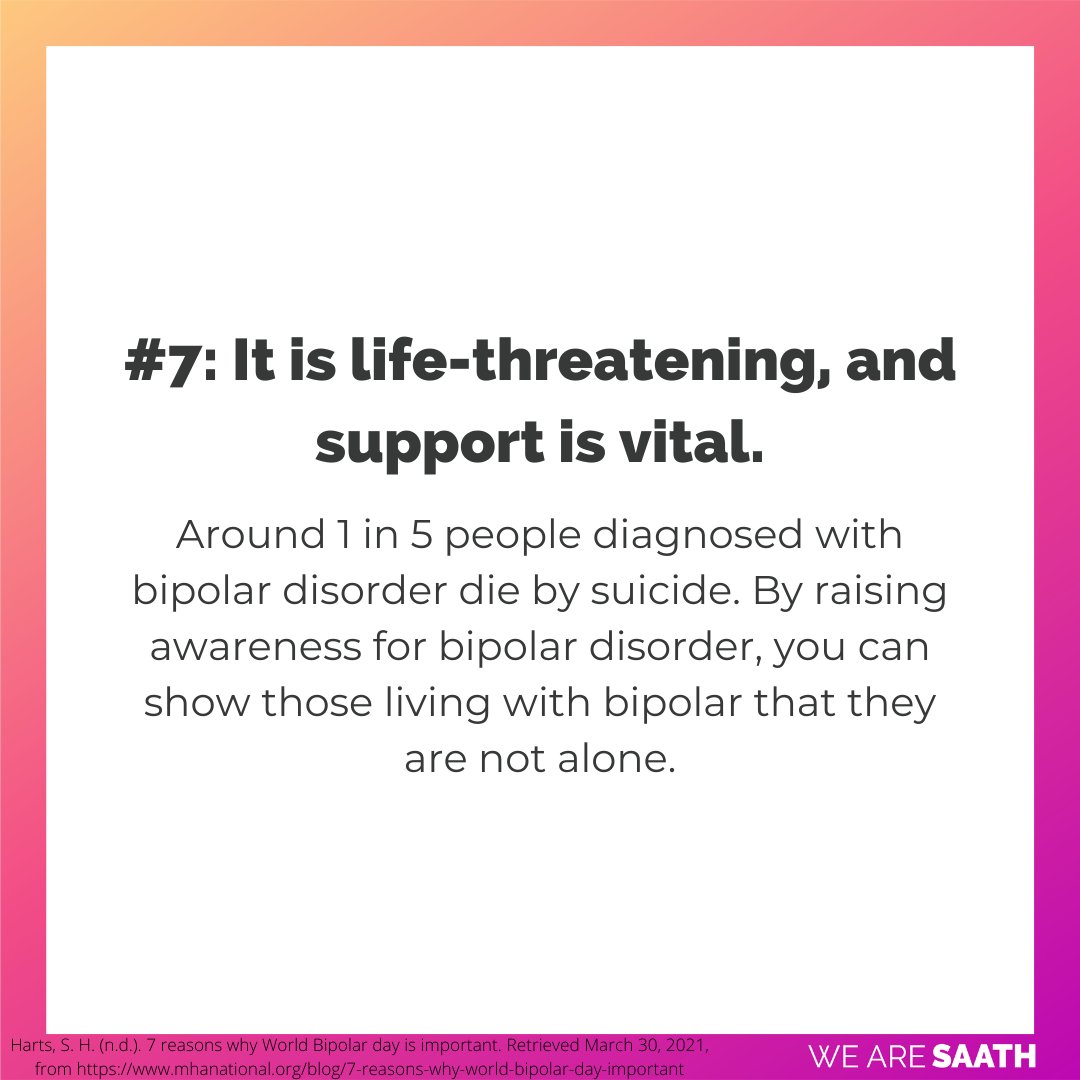 wearesaath's tweet photo. * Ask questions, express interest in learning, and show support to people you know who have bipolar disorder or who have loved ones with bipolar disorder.

#BipolarAwarenessDay #bipolardisorder #Bipolar #BipolarStrong #bipolarday #WeAreSaath https://t.co/v5oyZZQXeS