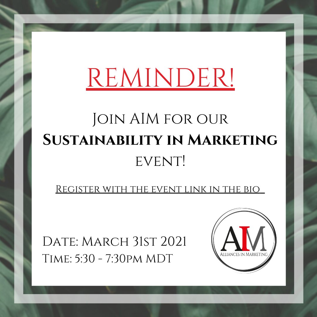 aimcalgary's tweet photo. Join us and our experienced speakers for an open conversation on corporate responsibility and sustainability tomorrow night! This event will discuss the role businesses have in sustainability and how students can get involved! Don't forget to sign up now, registration in our bio! https://t.co/5QClOfVwLN