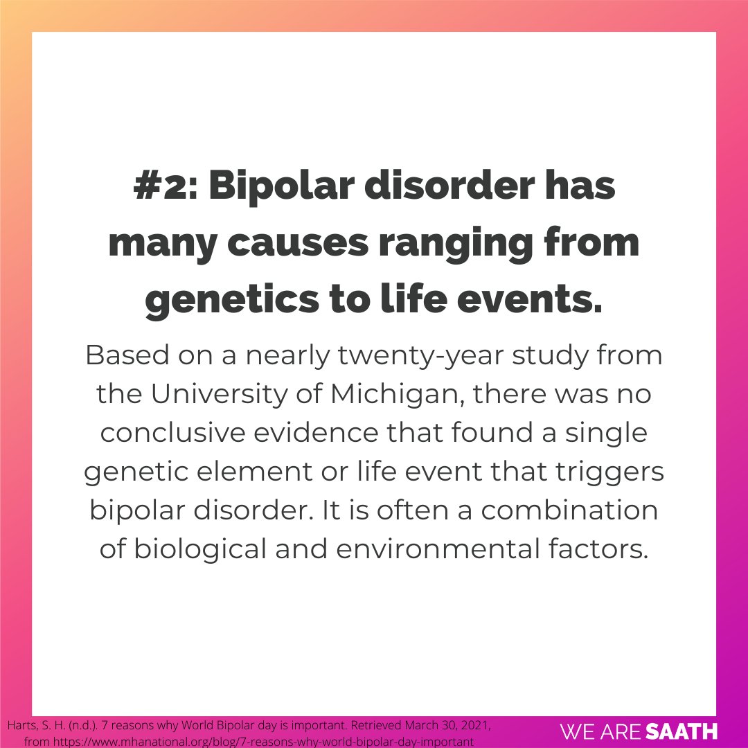 wearesaath's tweet photo. What to know about World Bipolar Day
*TW: mentions of suicide*
According to Mental Health America, nearly six million Americans live with bipolar disorder. The goal of World Bipolar Day is to raise awareness and educate others of bipolar conditions, reduce the social stigma. https://t.co/0v631Q1mYY