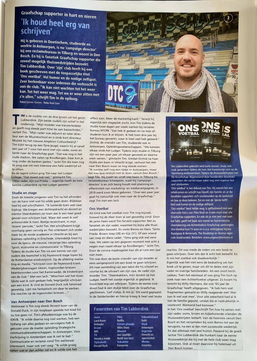 Kijk!
Mooi artikel door <a href="/gunter_giesen/">Gunter Giesen</a> 
in de #Doetinchemmer over <a href="/Timlubberdink/">Tim Lubberdink</a>  en zijn boek Ons Voetbal.
<a href="/DeGraafschap/">De Graafschap</a> <a href="/SpinSideDTC/">𝐒𝐩𝐢𝐧𝐒𝐢𝐝𝐞 𝐃𝐨𝐞𝐭𝐢𝐧𝐜𝐡𝐞𝐦</a> <a href="/OldiesDTC1/">𝐎 𝐥 𝐝 𝐢 𝐞 𝐬 𝐃 𝐓 𝐂</a> <a href="/superboerennl/">Superboeren.nl</a> 
#corona #voetbal

Uitgeverijhermans.nl/boekenkraom