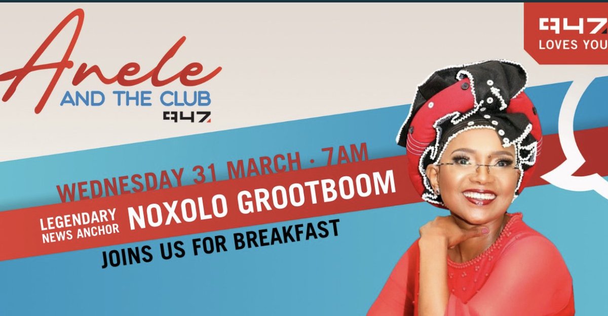 Anele's tweet photo. Tomorrow morning, please join us as we chat to Mama. The entire 7am hours is hers #NoxoloGrootboom on @947 https://t.co/1rPerQQnNw