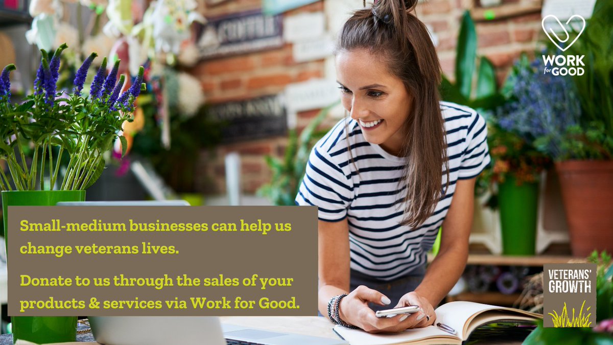 VeteransGrowth's tweet photo. Your business can help us make a BIG difference.

Donate to us through the sales of your products and services via @workforgooduk and you can donate to us in a way that’s easy and sustainable for your business. Find out more via the link in our bio.

https://t.co/H0BNjhJn7t https://t.co/QmbXyz1hZD