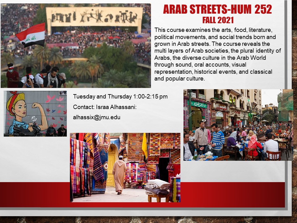JMULanguages's tweet photo. New class for Fall 2021:  HUM 252 with the topic Arab Streets! https://t.co/8LLnQS33so