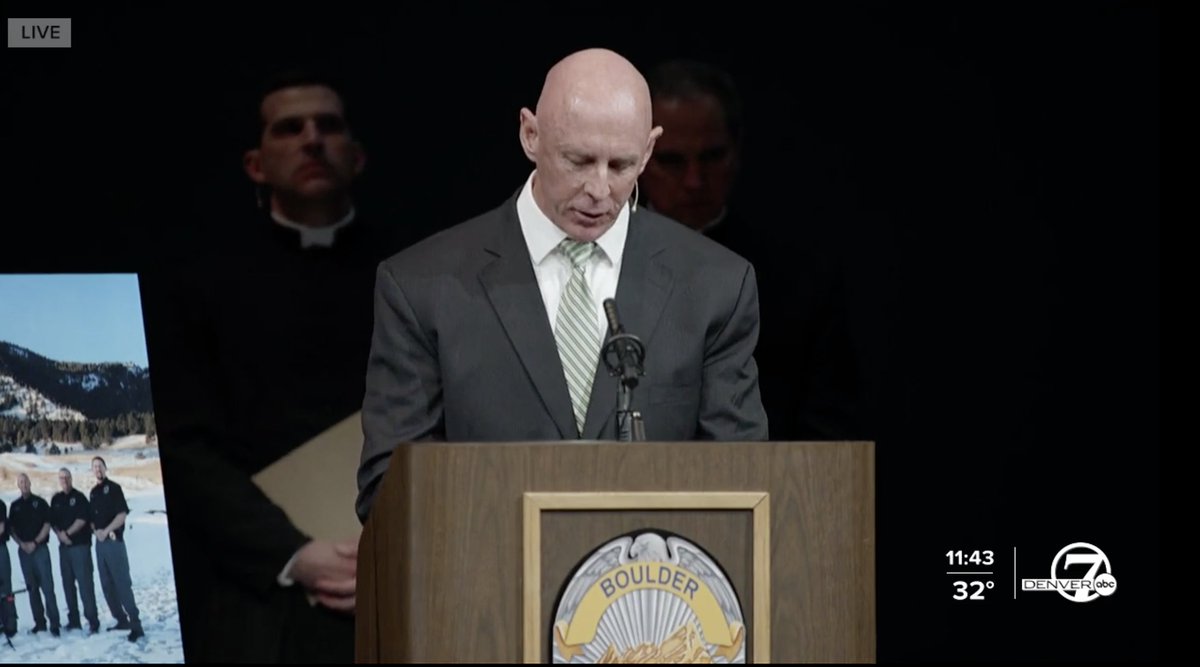 DenverChannel's tweet photo. A memorial service for Boulder Police Officer #EricTalley, who was killed in the King Soopers shooting, is underway at Flatirons Community Church.
WATCH LIVE: https://t.co/UEE8BjtW1s https://t.co/V644F4k8q5