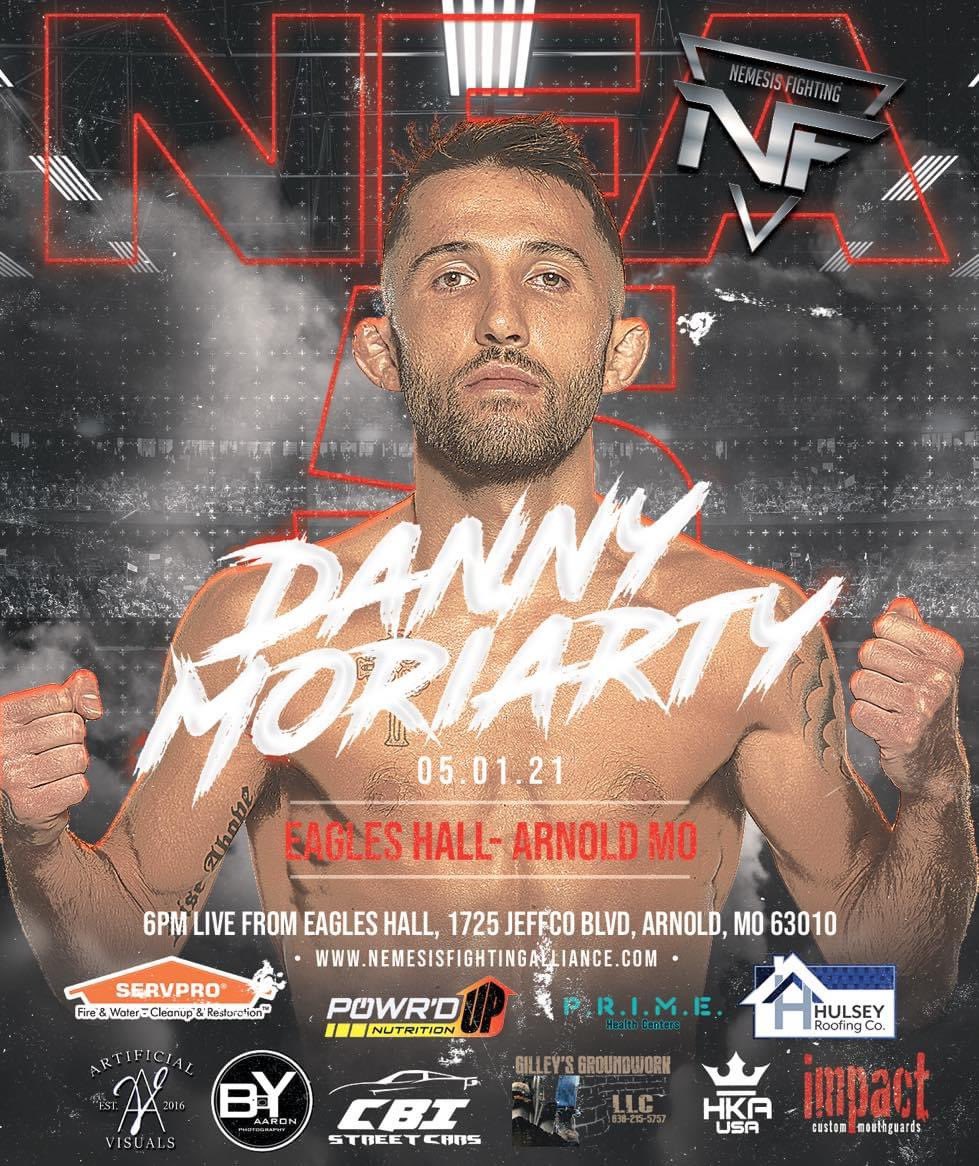 Nemesisfighting's tweet photo. Danny Moriarty will be looking to put on a show for the crowd in his professional debut at Nemesis 5 on May 1, 2021.
🏢 Arnold Eagle's Club
🎟 https://t.co/SB1irv9tDq
#fighting #NemesisFightingAlliance #localmma #livemma #support #stlmma #mmafighter #supportlocalmma #MMA #STL https://t.co/HGobVd1K6r