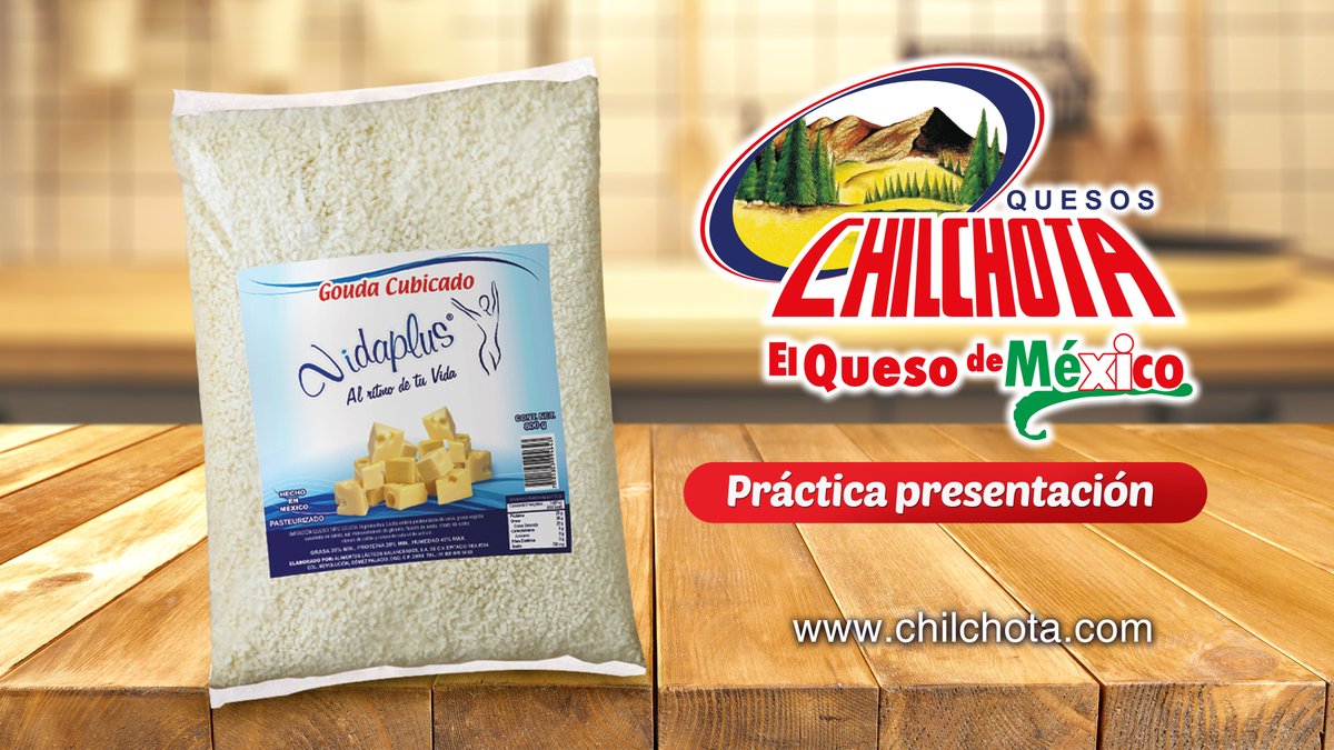 ChilchotaMx's tweet photo. Cocina rápido y delicioso con la práctica presentación de nuestro Queso Gouda Cubicado Vidaplus!
#chilchota #quesoschilchota #quesogouda #quesocubicado #vidaplus #delicioso #ricosabor #practicapresentacion https://t.co/1Yg4Z5ybZX