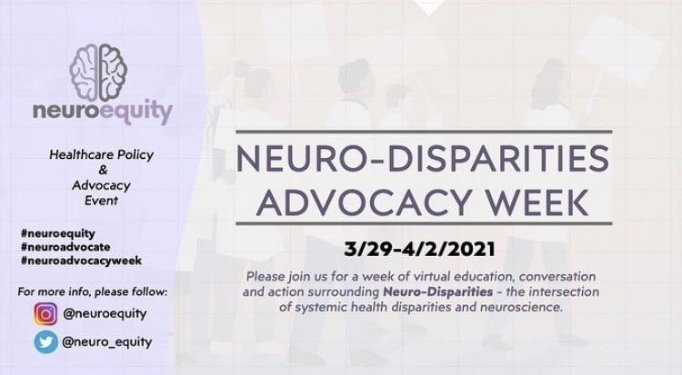 neuro_equity's tweet photo. Please join us for Neurequity’s first Neuro-Disparities Advocacy Week. We will be hosting several speakers and have multiple interactive sessions planned around advancing the conversation of health disparities in Neurology. Please scan the QR code’s attached.  See you there! https://t.co/B8a6s39mxM