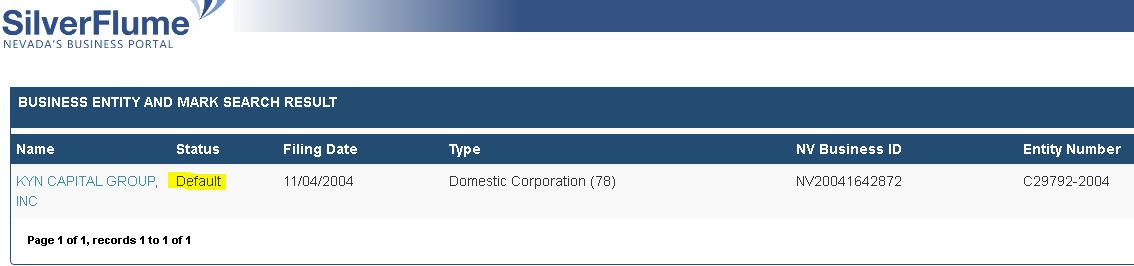 VerifDEV's tweet image. #KYNC as per SilverFlume is in DEFAULT