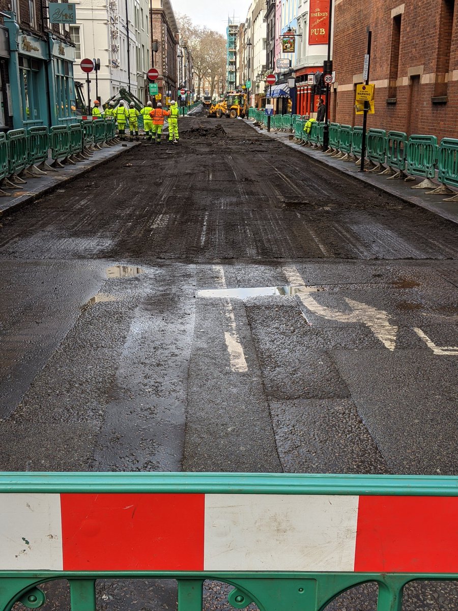 stateofsoho's tweet photo. Resurfaced February, dug up March #GreekSt. Isn't there a better way? https://t.co/oVdr5Z428b