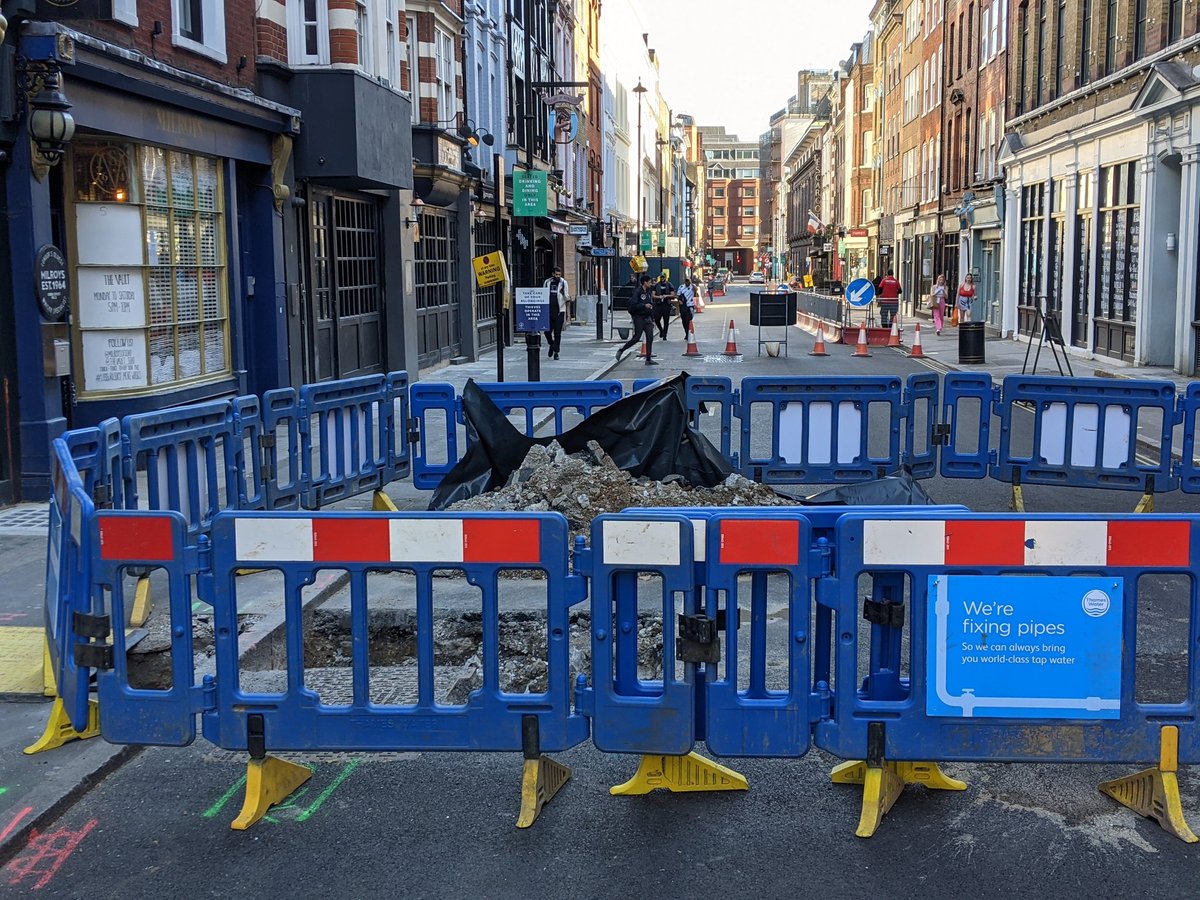 stateofsoho's tweet photo. Resurfaced February, dug up March #GreekSt. Isn't there a better way? https://t.co/oVdr5Z428b