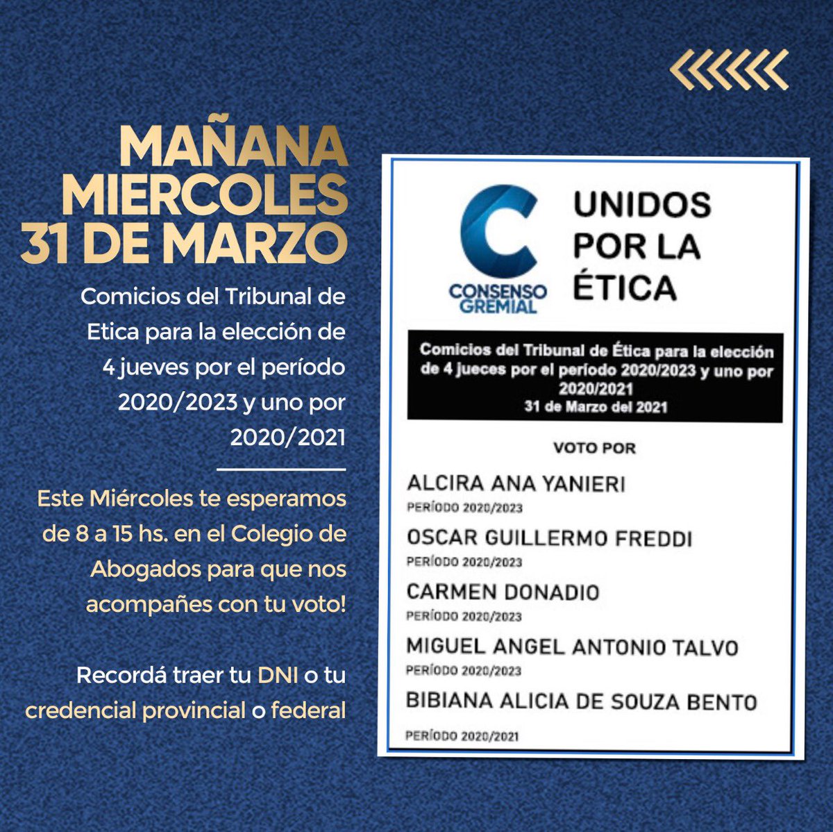 bases_colabro's tweet photo. Mañana Miércoles te esperamos de 8 a 15 hs para que nos acompañes con tu voto! 📦
Recordá traer tu DNI o tu credencial provincial o federal ☝️

Los esperamos a todos! 🤝 https://t.co/umJKJfJ5pG