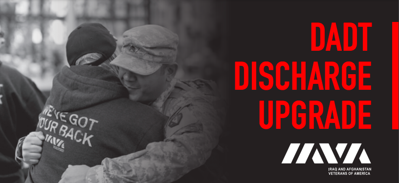 iava's tweet photo. 1/2 Since our inception, #IAVA has fought for equality in the Armed Services. Veterans discharged due to their sexual orientation under previous policy are now eligible to have their paperwork corrected. Read more about DADT discharge upgrades here: https://t.co/JBy1NP7ZFm #DADT https://t.co/367QHEtZbU