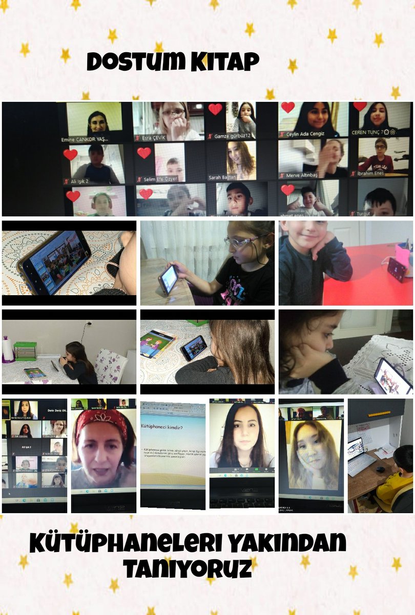 Dostum Kitap⭐✨💫etwinning projesi kapsamında İzmir Atatürk İl Halk Kütüphanesi'nden Sarah Hanım ile online söyleşi yaptık.Kütüphaneleri yakından tanıdık.Kütüphaneler Haftası kodlama çalışmaları yaptık.
<a href="/cubukilcemem/">Çubuk İlçe Millî Eğitim Müdürlüğü</a> <a href="/Kilic_Alican/">Alican Kılıç</a> <a href="/tretwinning/">eTwinning Türkiye</a> <a href="/eTwinningDestek/">eTwinning Projects Dissemination</a> <a href="/SehitTunca/">Şehit Emre Tunca İlkokulu</a>