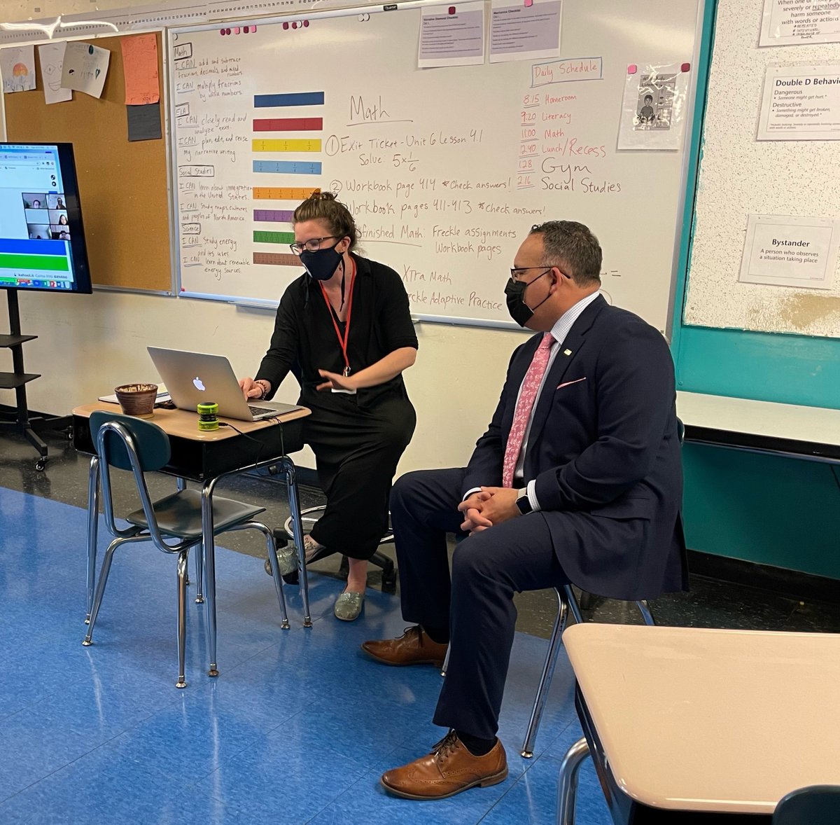 SecCardona's tweet photo. Education is the foundation of a stronger future. Tynan Elementary School listened to science, collaborated with the community, &amp; supported their students &amp; educators. Now they have successfully reopened &amp; thanks to the American Rescue Plan have the resources needed to stay open. https://t.co/JgBc4OSxoN