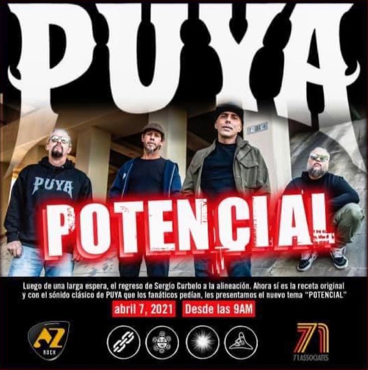 Puya_'s tweet photo. PUERTO RICO! 🇵🇷 estreno de nuevo sencillo Potencial! Grabado en remoto durante la pandemia y formará parte del nuevo disco. Escúchalo por 1ra vez en @azrockpr el 7 de abril. #pandemicsessions #newrelease https://t.co/7ekvFAbUZ8