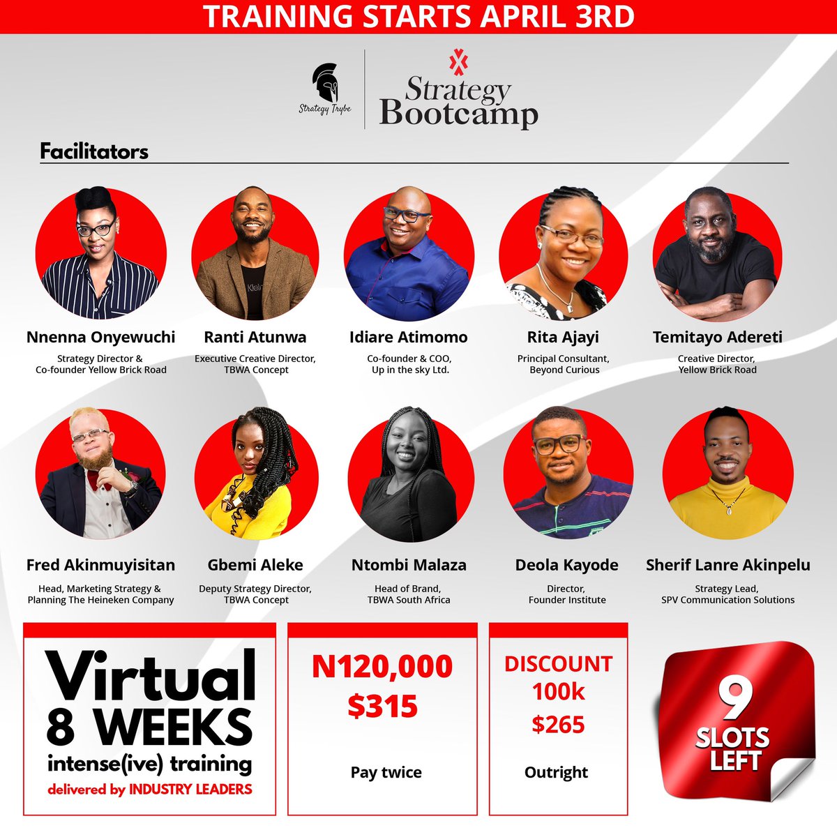 StrategyTrybeNg's tweet photo. Irrespective of your Niche in Marketing, you need to learn The Basics of Strategy to grow. Come learn from the best in the field. To reserve your spot, click the link in the bio, then select currency type.
#strategybootcamp #strategytrybe #strategy https://t.co/jAn6pmLgQX