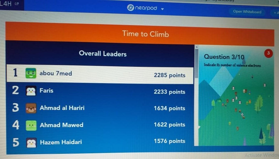 mahaperla's tweet photo. Grade 8 & 12 students assessed their own understanding of ions and durgs through "Time to climb" @nearpod activity, with alot of fun, engagement & enthusiasm #effectiveparticipation @Hhhsinfo @DidiSaleh10 @jana_abuorm https://t.co/hsJShYrA5N