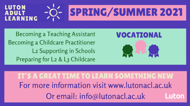 lutoncouncil's tweet photo. Spring is well and truly here, and summer is only round the corner. 

Now is a great time to learn something new through @LutonACL 👉 https://t.co/BTpsbkhUon https://t.co/KEz1tWkBsX