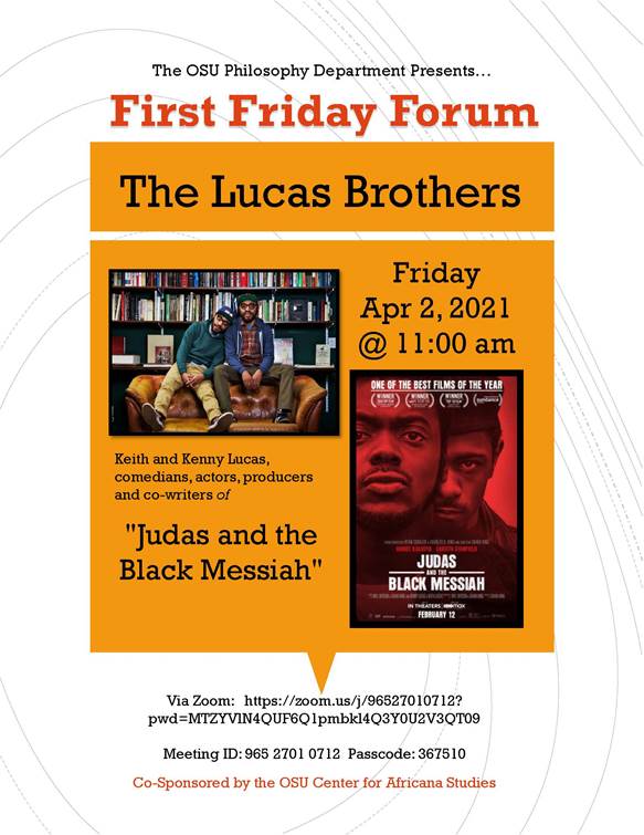 okstatephilo's tweet photo. We are extremely excited to have the Oscar nominated Lucas Brothers come and talk with us this Friday!🙏😁
#JudasAndTheBlackMessiah #LucasBrothers #okstate #philosophy https://t.co/cq9dbKtELZ