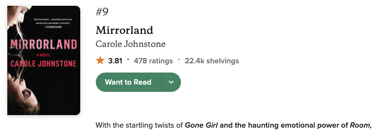 ScribnerBooks's tweet photo. #Mirrorland by @C_L_Johnstone (https://t.co/N3CIbGltRI) and More Must-Reads in @goodreads's Roundup of Most Popular Books Coming Out this April! https://t.co/AllImImwk3 https://t.co/UZ6xeI6KkX