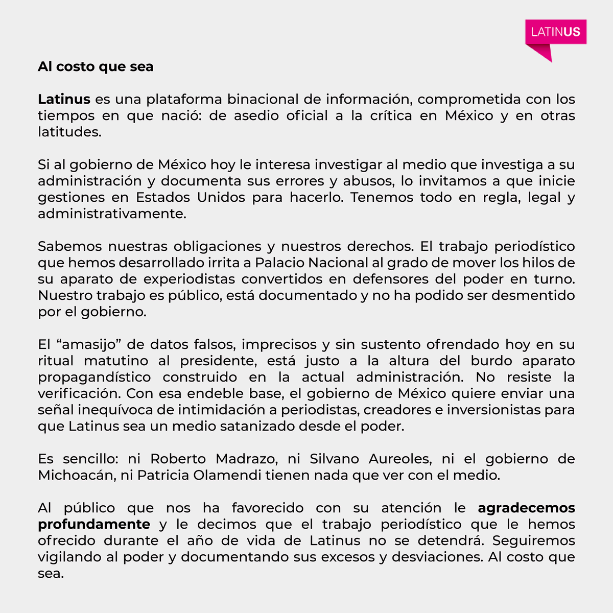 Al costo que sea.
#Latinus #InformaciónParaTi