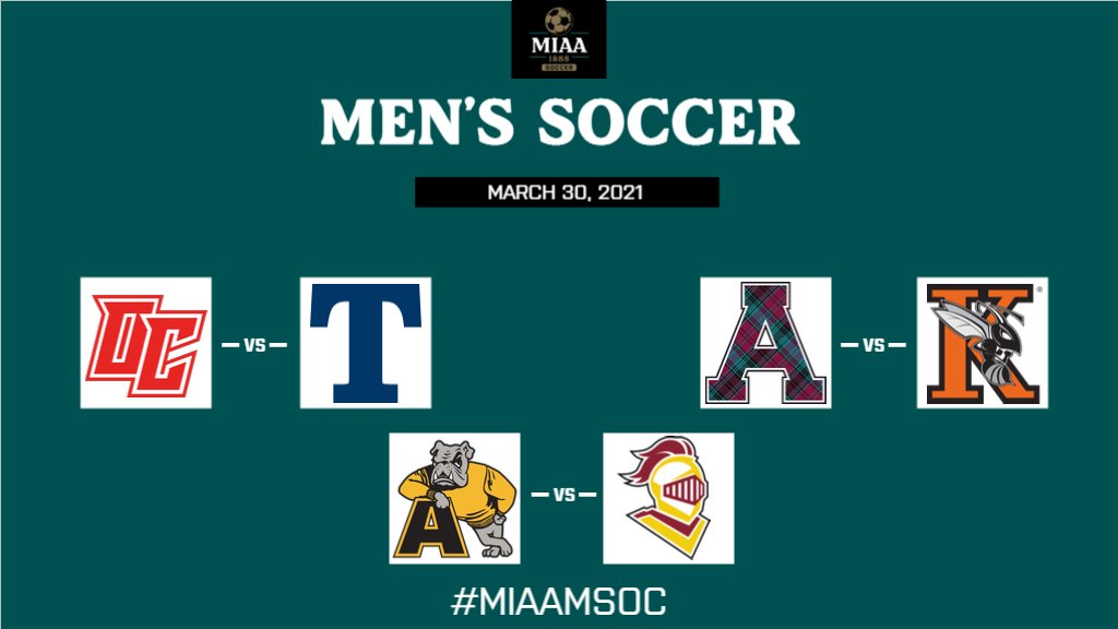 MIAA1888's tweet image. #D3MIAA Tuesday men's soccer matchups ⚽

LIKE if you will be tuning in 👀

#MIAAmsoc