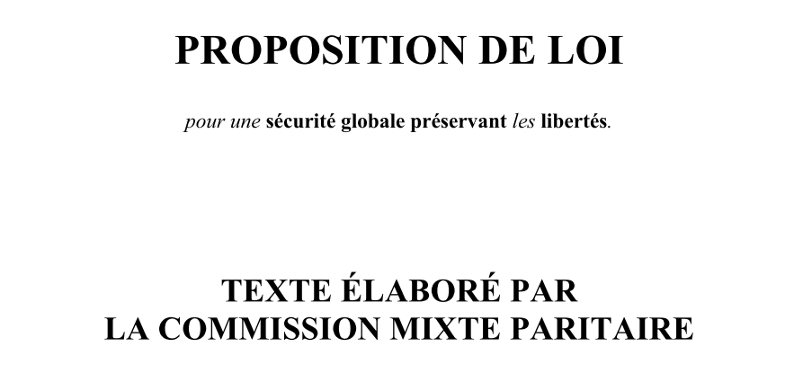 's tweet image. #PPLSécuritéglobale Le compromis établi entre députés et sénateurs vient d'être mis en ligne
assemblee-nationale.fr/dyn/15/textes/…