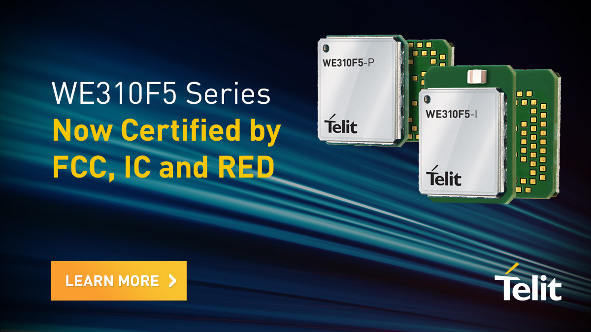 telitcinterion's tweet photo. FCC, IC and RED #certified our WE310F5 Wi-Fi and Bluetooth Low Energy (#BLE5) combo module that offers multiple provisioning schemes, helping to configure the device securely from a #smartphone or a laptop. #IoT #LearnMore https://t.co/vncwiaiPCR https://t.co/GIbCdNCD9I