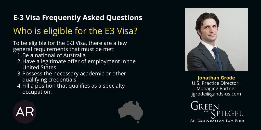 Green And Spiegel U S Time For An E 3 Visa Faq We Work With Aussierecruitus To Provide You With The Information You Need About The visa And The D Ead