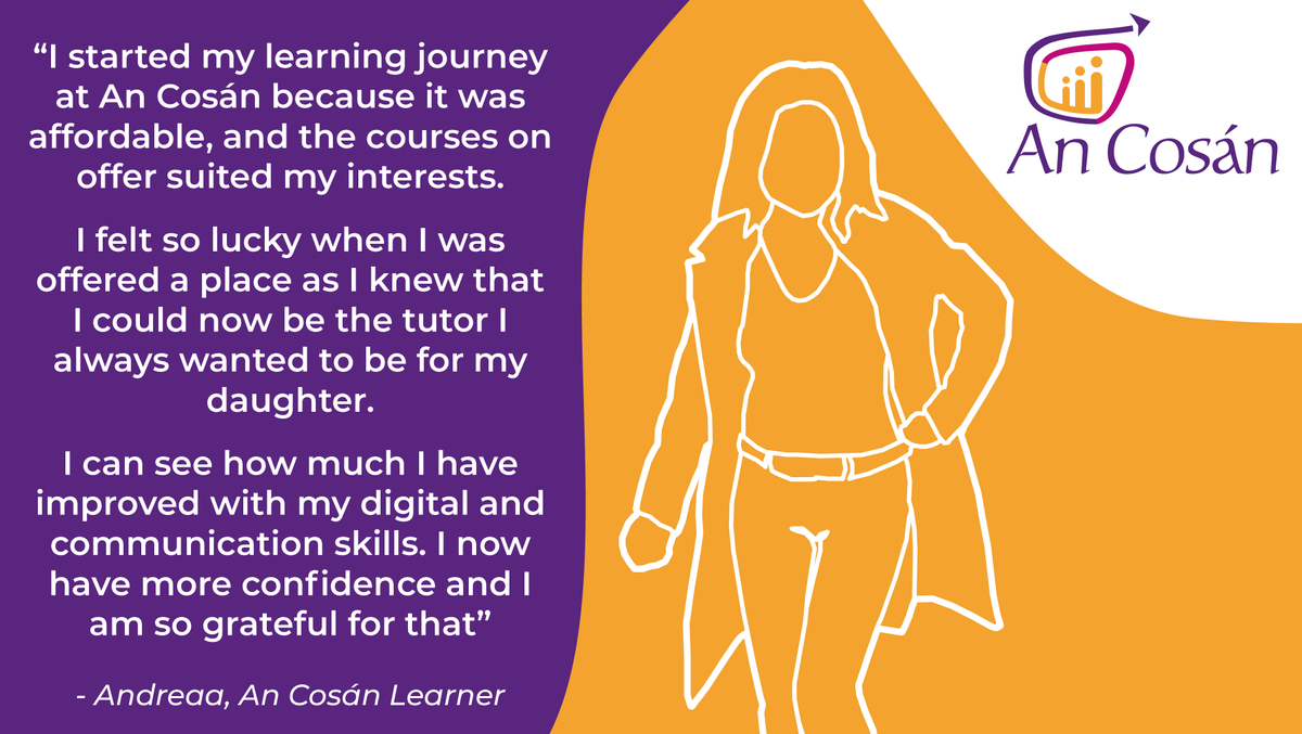 an_cosan's tweet photo. “Studying at An Cosán has given me the chance to build a brighter future for me and my daughter. Inspiring words from our learner Andreea at An Cosán. Take the next step on your path by joining our next Online Info Sessions on Friday 9th April, register at https://t.co/nLPvHnTGkm https://t.co/fADNC4KZwg