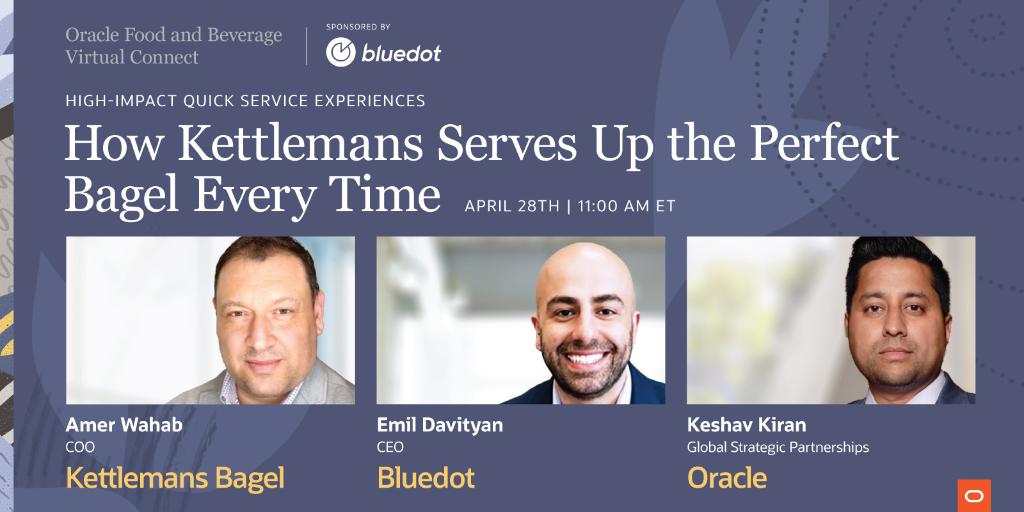 OracleFoodBev's tweet photo. Kettlemans serves up the perfect bagel every single time. 🥯 Learn how during the #OFBVirtualConnect session featuring Kettlemans COO Amer Wahab, CEO of Bluedot, Emil Davityan, and Oracle's Keshav Kiran. Register: https://t.co/BnIi3taHbB @bagelottawa @BluedotInnovate https://t.co/XHIgt1c2bA
