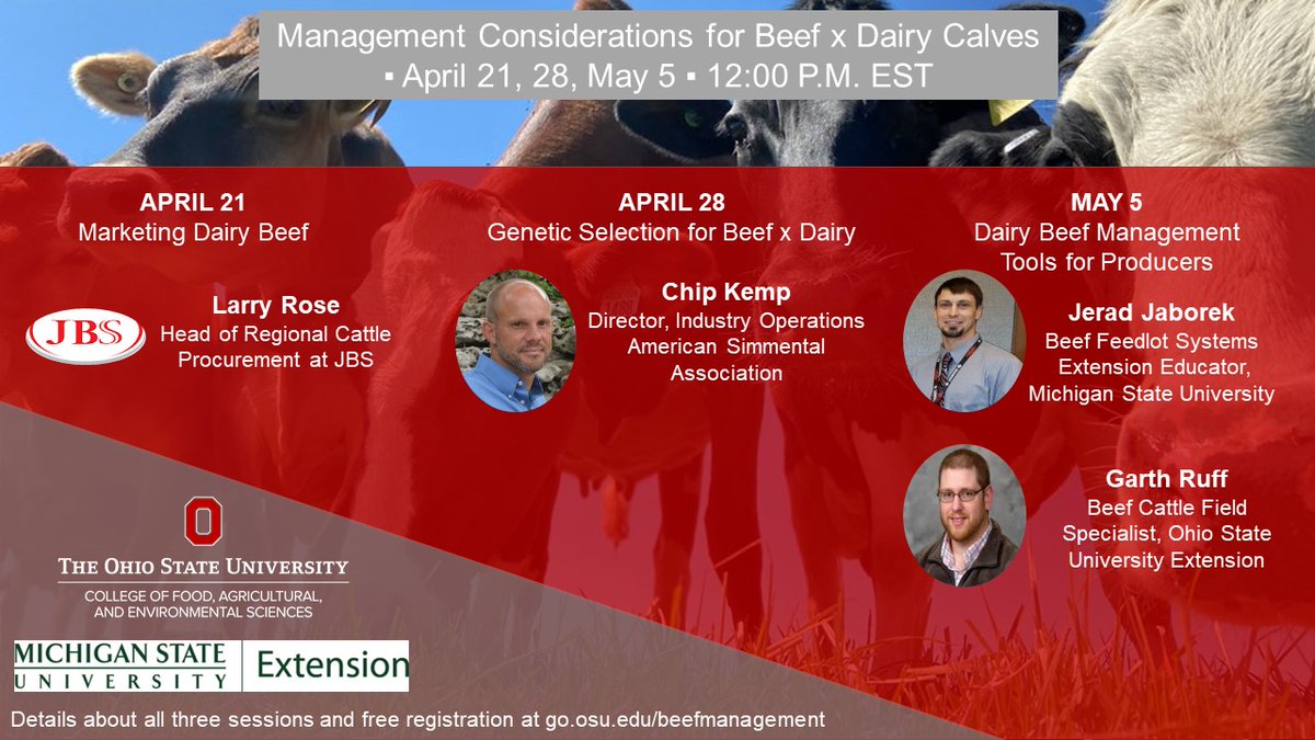 Want to learn more about Dairy Beef and Beef x Dairy Production. Register at go.osu.edu/beefmanagement.