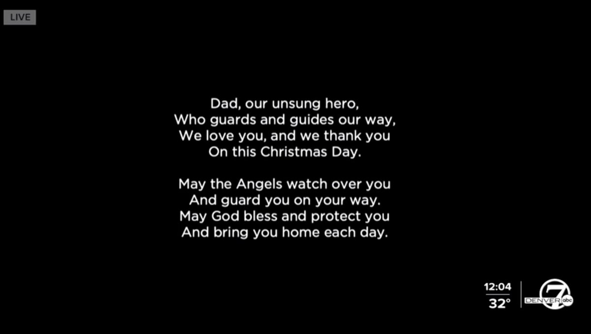 DenverChannel's tweet photo. A poem written by Talleyโs children is now being read at the memorial service for Officer Talley.
Weโre streaming the memorial service live here: https://t.co/EGXfm05dLi #EricTalley https://t.co/IVCQFzTHUq
