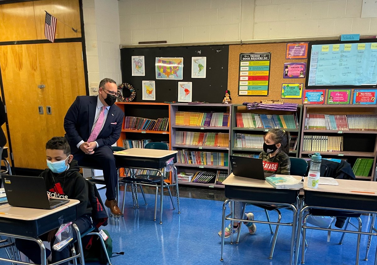SecCardona's tweet photo. Education is the foundation of a stronger future. Tynan Elementary School listened to science, collaborated with the community, &amp; supported their students &amp; educators. Now they have successfully reopened &amp; thanks to the American Rescue Plan have the resources needed to stay open. https://t.co/JgBc4OSxoN