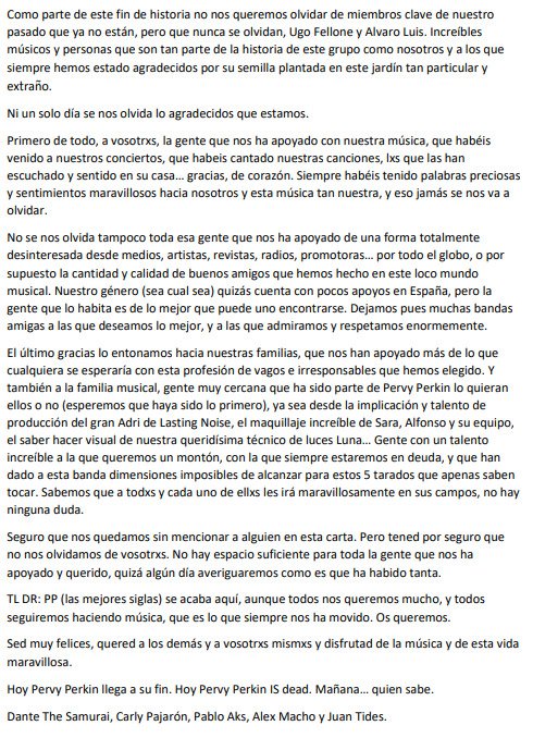 COMUNICADO DE LA BANDA (2011-2021)