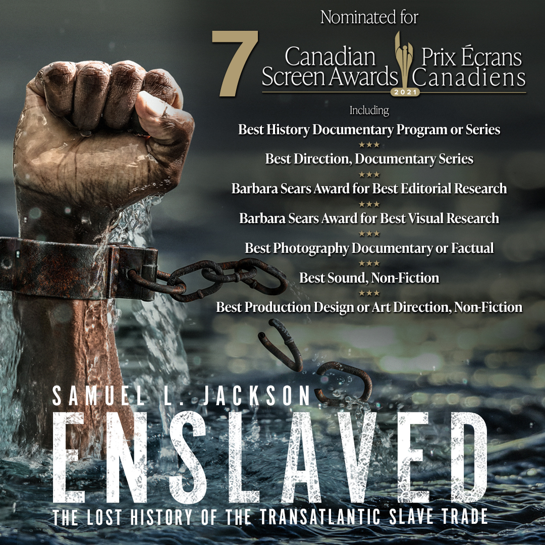 Bienstock's tweet photo. So proud and happy for the incredibly talented team that garnered @EnslavedDoc 7 Canadian Screen Award Nominations!! Congrats to my fellow nominees and to all my friend and colleagues who are also nominated for their work. @TheCdnAcademy #enslaveddoc @EPIXHD @cbcdocs @BBCTwo https://t.co/rfjQ2SNFmh
