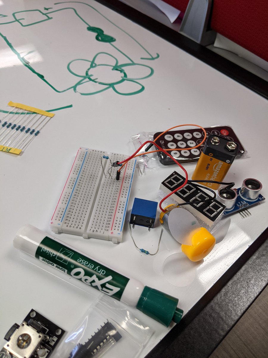 <a href="/NewRichmondHS/">New Richmond HS</a> #makerspace students are starting on their capstone projects, and doing a LOT of learning and exploration along the way. Here are remnants of a spontaneous lesson on circuit-building. #WeAreNR #MakerEd