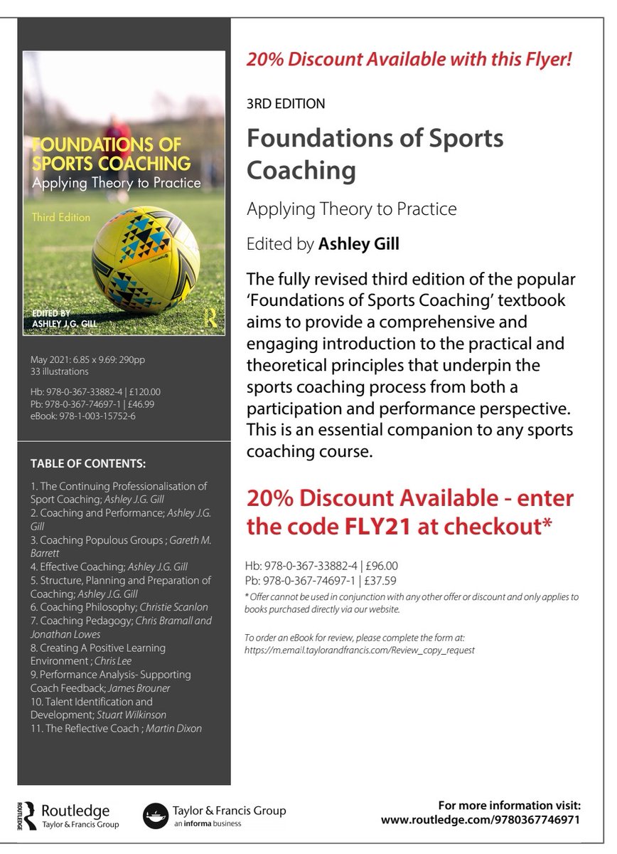 AshGillCoaching's tweet photo. Writing this ed. has been a labour of love and one that I am very proud of. To that end, I am providing my friends with a flyer so that you can pre-order a copy with a 20% discount, should you be interested.

Thanks for your time everyone, keep well.

Ash.
#sportcoaching https://t.co/kyfiZuPqLp
