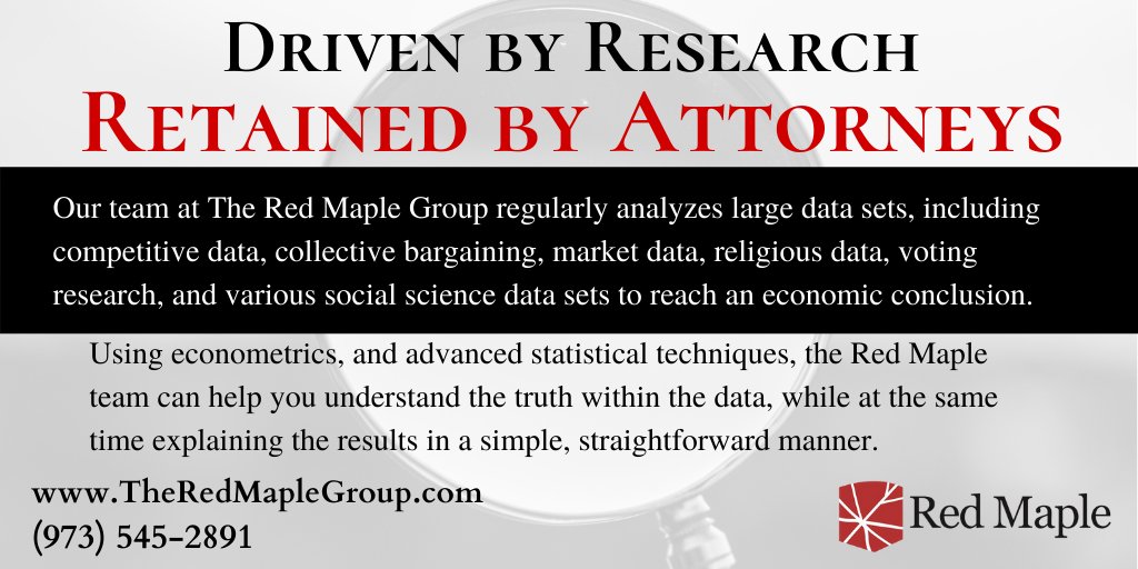 TheRMGroup_1's tweet photo. Driven by both RESEARCH &amp; ECONOMICS. Helping clients understand the numbers. We have worked with law firms in the US on business valuations, economic damage reports, analysis, expert testimony, statistical analysis, rebuttals, &amp; anything related to the 'economics of things'. https://t.co/YbIX36xqtE