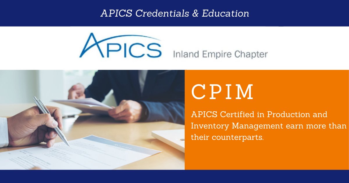 APICS_IE's tweet photo. Do you want to #earn more than your counterparts? Salary surveys show those with CPIM #certifications do. What are you waiting for?

Don’t miss Part 1 April 19th- June 28th. Register here: 
https://t.co/P3havTjHNM https://t.co/VhKQludVAz