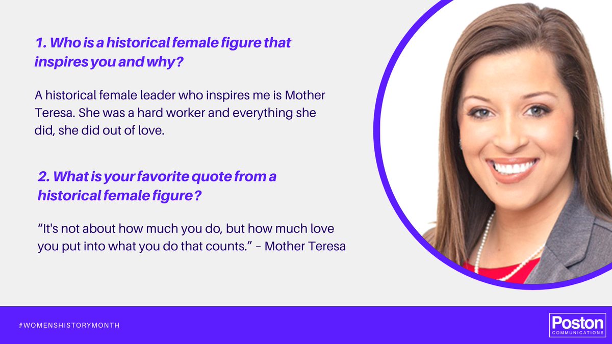 poston's tweet photo. We are closing out #WomensHistoryMonth by featuring Account Supervisor Kali Hammond's thoughts on a historical female figure who inspires her. Thanks for following along throughout the month! https://t.co/2i6JzcggQS