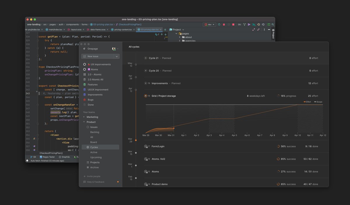 maximmart's tweet photo. Love @WebStormIDE native darcula theme. Made same for @linear. Consistent:) 

#2B2B2B,#D1D1D0,#3C3F41,#AAACAB,#E77210,#0D0D0B https://t.co/O0C9qx61aQ