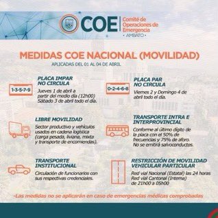 ciudadjardinpls's tweet photo. #NOTICIA 🚨
Una vez establecidas las restricciones en #Ambato, por parte del COE Cantonal, presidida por el alcalde, Dr. Javier Altamirano Sánchez, el COE Nacional aplicó medidas similares para contrarrestar el Covid-19 en el feriado de Semana Santa.
#CiudadJardínPlus
#Tungurahua https://t.co/TxV6tacGDD