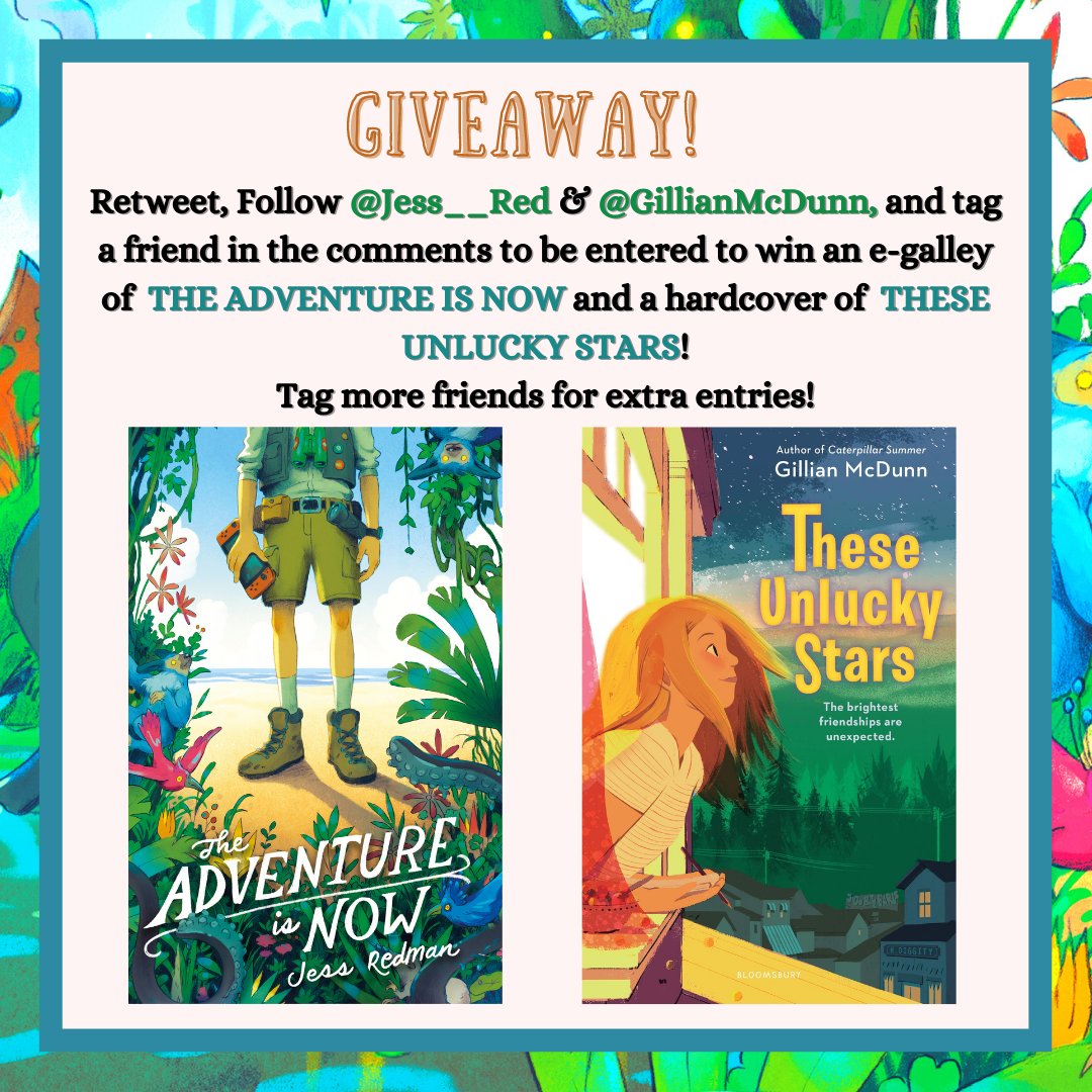 Jess__Red's tweet photo. 📚A #giveaway! 

Retweet and follow me &amp; @gillianmcdunn to be entered to win an e-galley of THE ADVENTURE IS NOW and a hardcover of THESE UNLUCKY STARS. Tag friends in the comments for extra entries.

I'll choose a winner on April 3rd! US only. #mglit https://t.co/c5CTbJhlM6