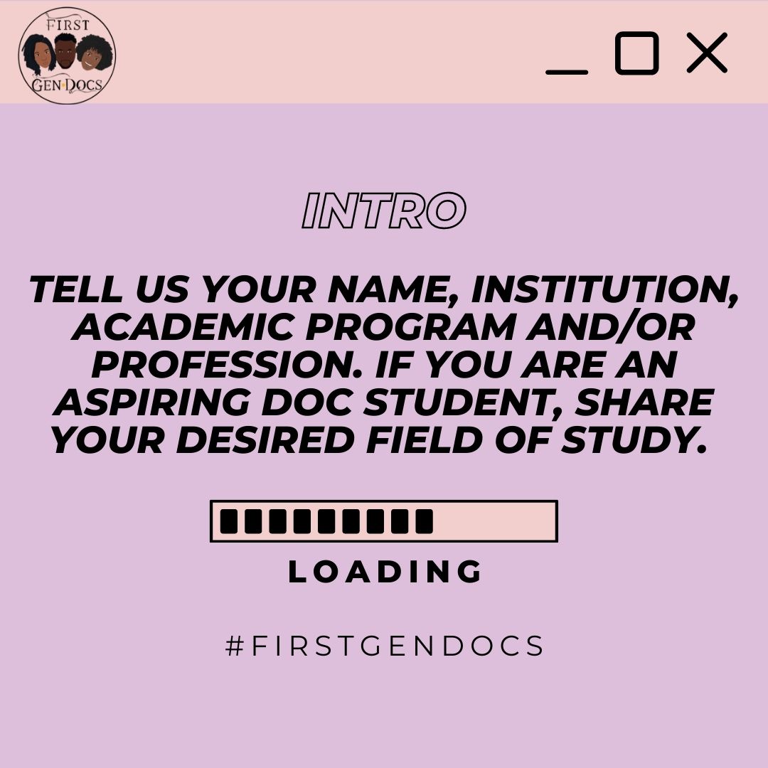 firstgendocs's tweet photo. Intro: Please share your name, institution, academic program, and/or profession. If you are an aspiring doc student, please share your desired field of study! #FirstGenDocs #MakeMoreRoom https://t.co/6tgK6R8Abq